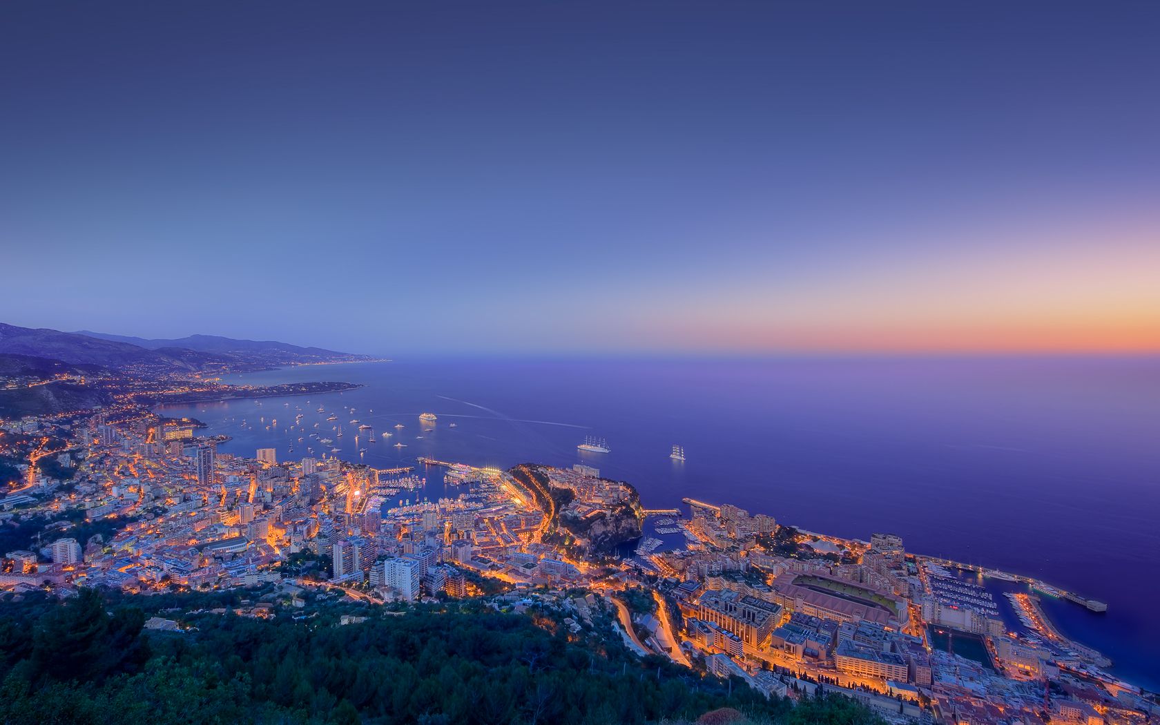 Monaco at night.